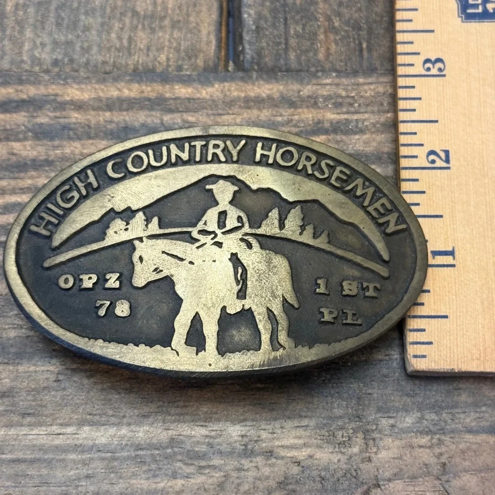 Vintage High Country Horsemen‎ 1978 1st Place Brass Belt Buckle Cowboy Western